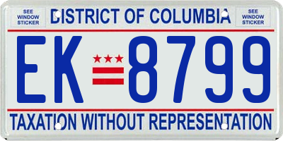 DC license plate EK8799