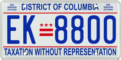 DC license plate EK8800