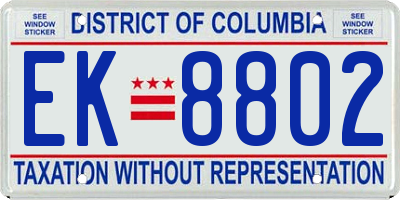 DC license plate EK8802