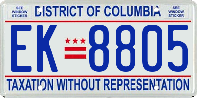 DC license plate EK8805