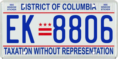 DC license plate EK8806