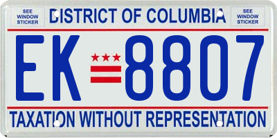 DC license plate EK8807