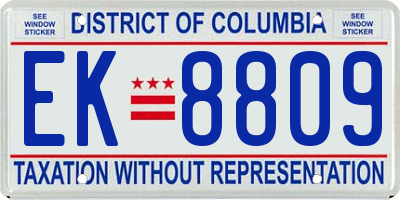 DC license plate EK8809