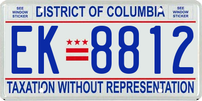 DC license plate EK8812