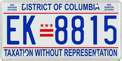 DC license plate EK8815