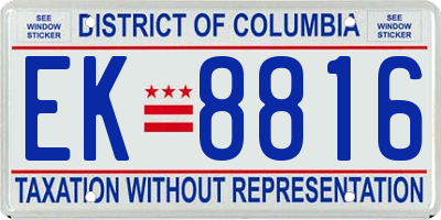 DC license plate EK8816