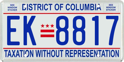 DC license plate EK8817