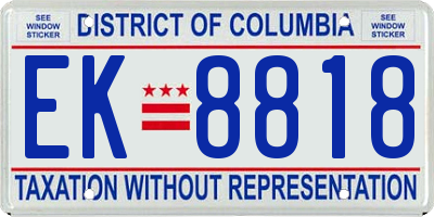 DC license plate EK8818