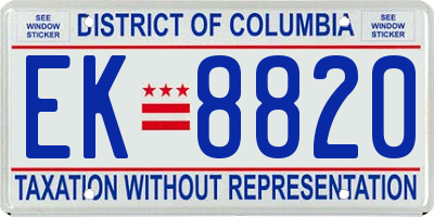 DC license plate EK8820