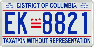 DC license plate EK8821