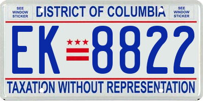 DC license plate EK8822