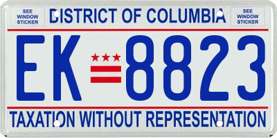 DC license plate EK8823