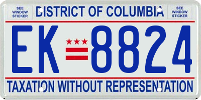 DC license plate EK8824