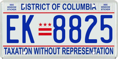 DC license plate EK8825