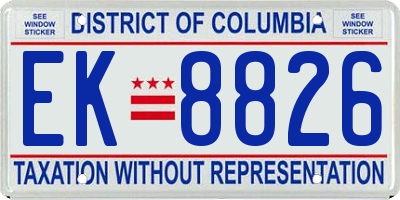 DC license plate EK8826