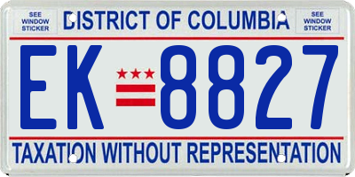 DC license plate EK8827