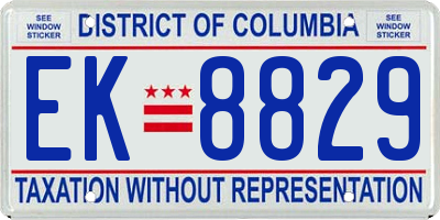 DC license plate EK8829