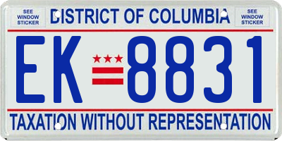 DC license plate EK8831