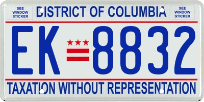 DC license plate EK8832