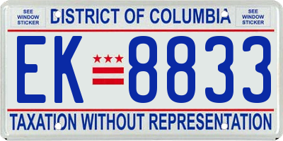 DC license plate EK8833