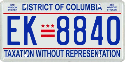 DC license plate EK8840