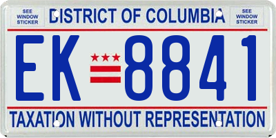 DC license plate EK8841