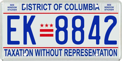 DC license plate EK8842