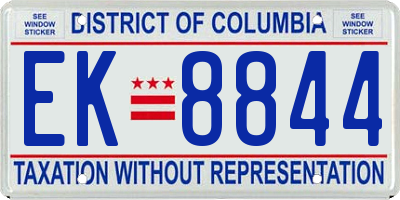 DC license plate EK8844