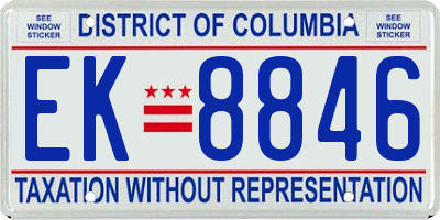 DC license plate EK8846