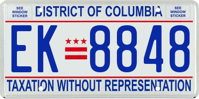 DC license plate EK8848