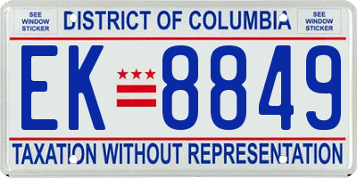 DC license plate EK8849