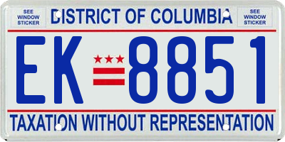 DC license plate EK8851