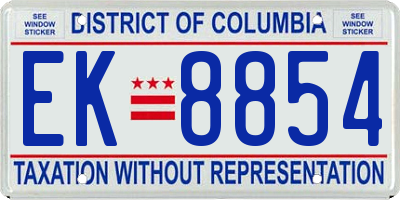 DC license plate EK8854