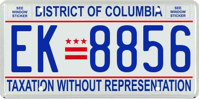 DC license plate EK8856