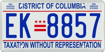 DC license plate EK8857