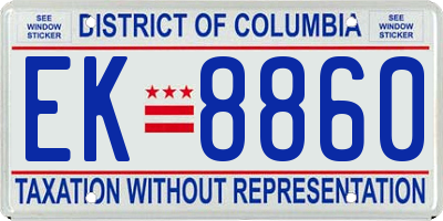 DC license plate EK8860