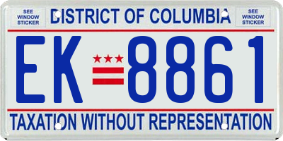 DC license plate EK8861