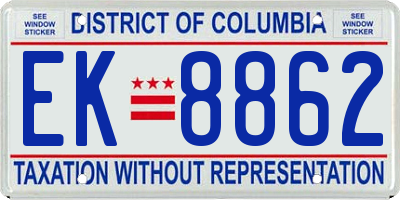 DC license plate EK8862