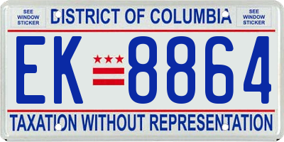 DC license plate EK8864