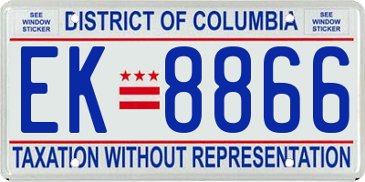 DC license plate EK8866