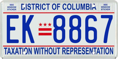 DC license plate EK8867