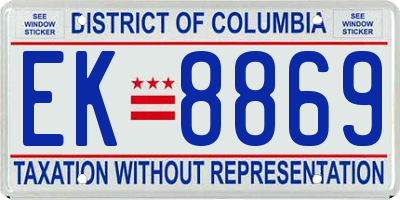 DC license plate EK8869