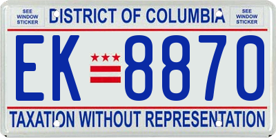 DC license plate EK8870