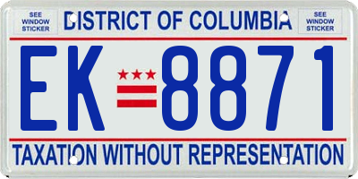 DC license plate EK8871