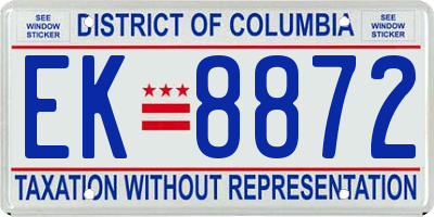 DC license plate EK8872