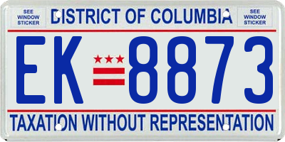 DC license plate EK8873