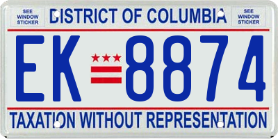 DC license plate EK8874