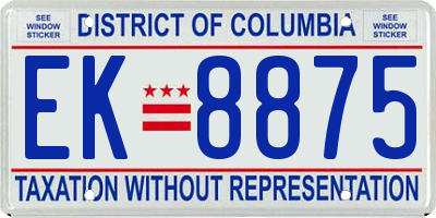 DC license plate EK8875