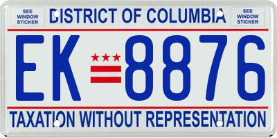 DC license plate EK8876