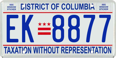 DC license plate EK8877